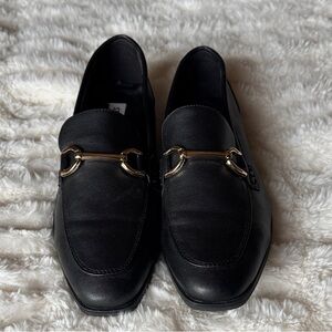 Steve Madden Black Loafers with Gold Accents